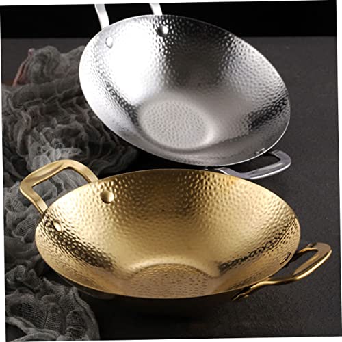 Wok de acero inoxidable con doble asa resistente al calor miniatura 3