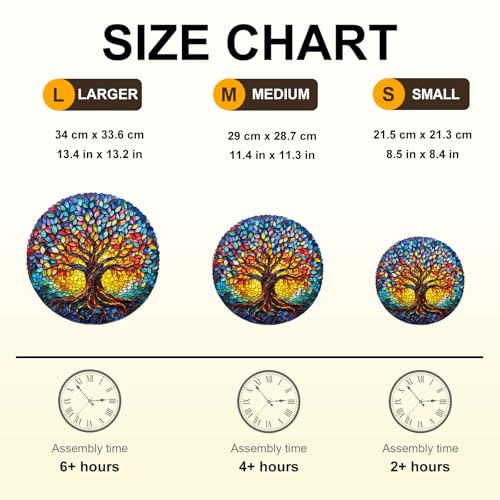 WOODBESTS Rompecabezas de Madera para Adultos (195 Piezas - 11.4x11.3 pulgadas) Rompecabezas de Vidrio de Colores Árbol de la Vida con Caja de Almacenamiento de Madera - Regalos Personalizados para Amantes de Rompecabezas miniatura 6
