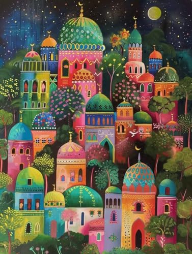 Cuadros con números adultos pintura DIY de paisajes urbanos sobre lienzos grandes de 100x130cm