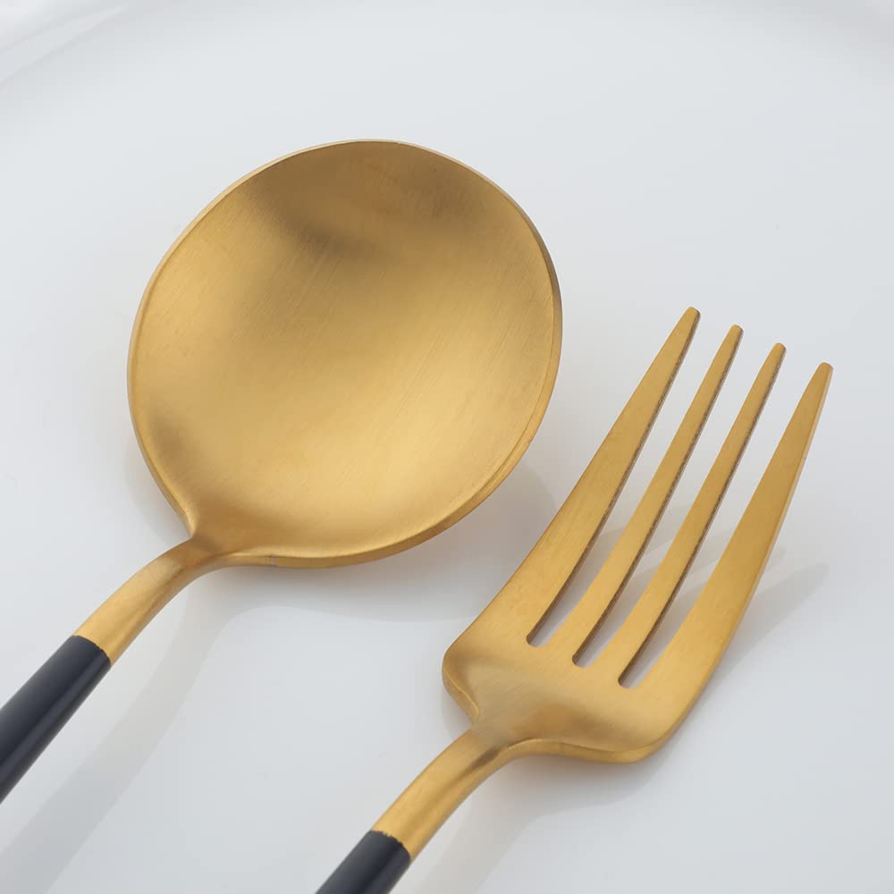YDware 20 Stück Besteck Schwarzes Gold Matt, 20 Stück Titanium Schwarzes Gold Plated Besteck Set, Besteck Set Schwarzes Gold Service für 5.