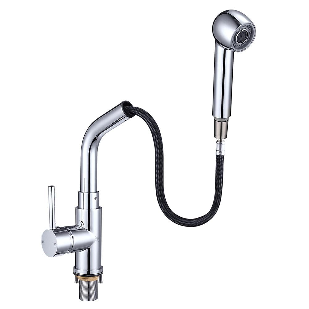 Aquaterior 13 inch Single Pull Chrome Kitchen Faucet Pull Out Sprayer Prep Kitchen Sink Faucet Non-Lead Single Lever Stainless Steel CUPC