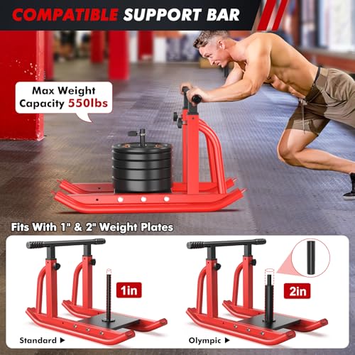 TYRSEN Weight Sled, Heavy-Duty Push Pull Sled, Adjustable Height Handle, Workout Fitness Sled for Training- Running Speed, Agility, Soccer, Football, Strength, Crossfit- Suitable for 1" & 2" Plates - Image 4
