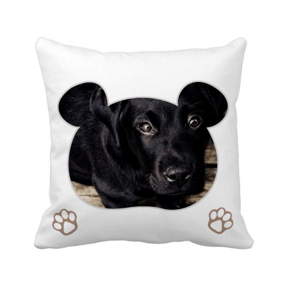 Housse de coussin chien noir carrée taie décorative salon motif animalier