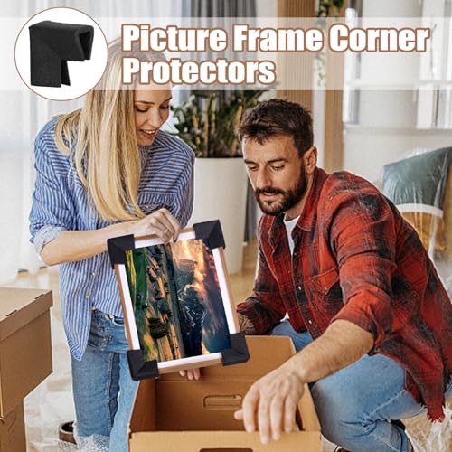 Image of 24Pcs Photo Mirror TV Frame Edge Protection Corners - Shipping Moving Corner Protector - Black