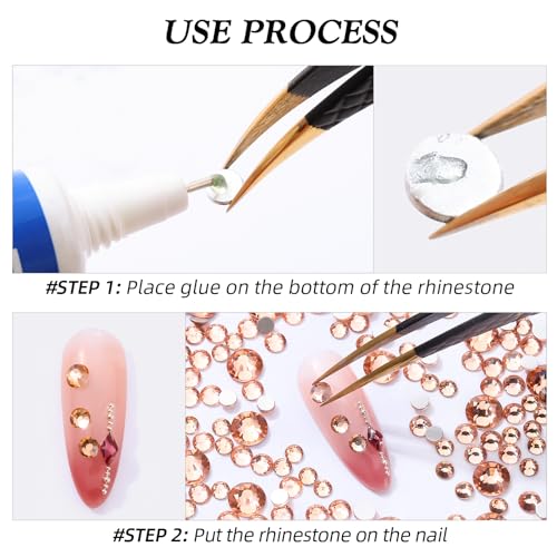 Image of Champagne Flatback Rhinestones, Glass Rhinestones for Nail Art and Craft, Glue Fix, Loose Crystal Gemstones(Champagne, SS20, 2880pcs, 4.6-4.8mm)