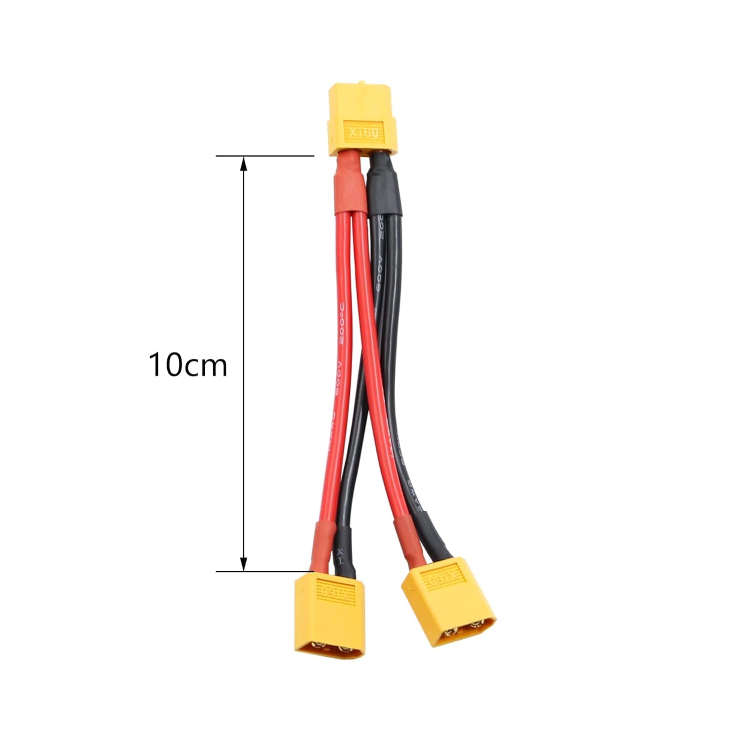 XT60 adapter złącza akumulatora równoległego Dual Extension XT60 Y Splitter 1 męski na 2 żeński kabel 14 AWG do helikoptera w trybie RC Quadcopter (1 żeński do 2 męski (2 sztuki)
