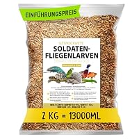 Soldatenfliegenlarven getrocknet 2kg (entspricht 13 Litern), Black Soldier Flys, Vogelfutter, Igelfutter mit Insekten, Fischfutter, proteinreicher Snack für Reptilien und Schildkröten