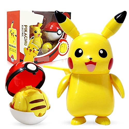 4.3''/11CM Pikachu Figure - Pokeball Throw N Pop Pikachu Figure - Pokemn Batle Action Figures Toys - Colletible Pikachu & Friend Batle Figures in Stock US (with Box)
