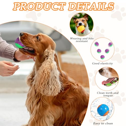 QKURT 6 x Quietschender Hundeball, Haustier Training Ball, Hund interaktive Hund Ball, Hundespielzeug Zähne putzen, Welpen kauen Spielzeug, Hundebälle für die Ausbildung, Interaktion und Spielen