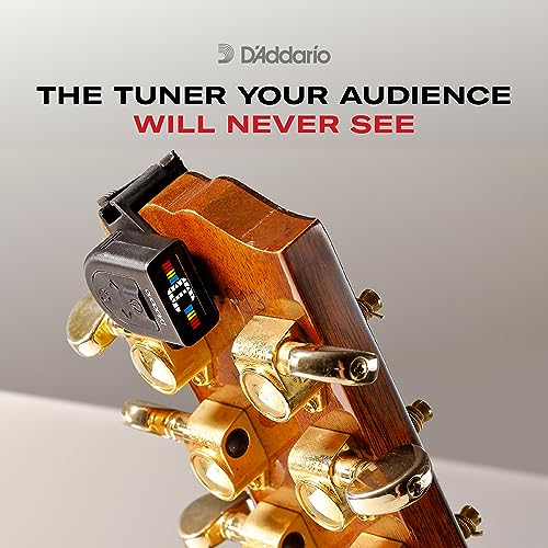 d39addario guitar tuner - micro headstock tuner - tuner for acoustic guitar electric guitar bass guitar mandolin banjo ukulele - compact amp discrete - clip on - 1 pack
