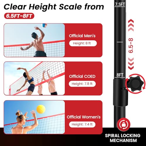 Bearwill Volleyball Training Equipment, Volleyball Practice Net System Update Freely Adjustable, Portable Volleyball Net for Backyard Indoor Outdoor Hitting Serving Passing Practice - Image 4