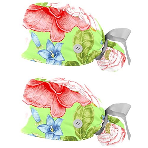Chapeaux de travail JDEZ lot de 2 casquettes de travail respirantes durables à motifs floraux