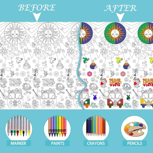 Coloring Tablecloth for Kids,137*274cm Giant Colouring Table Cloth,Paper Tablecloths Hippy Rectangular Table Cover for Parties,Art Coloring Educational Tablecloth Party Supplies for Boys Girls - Image 3