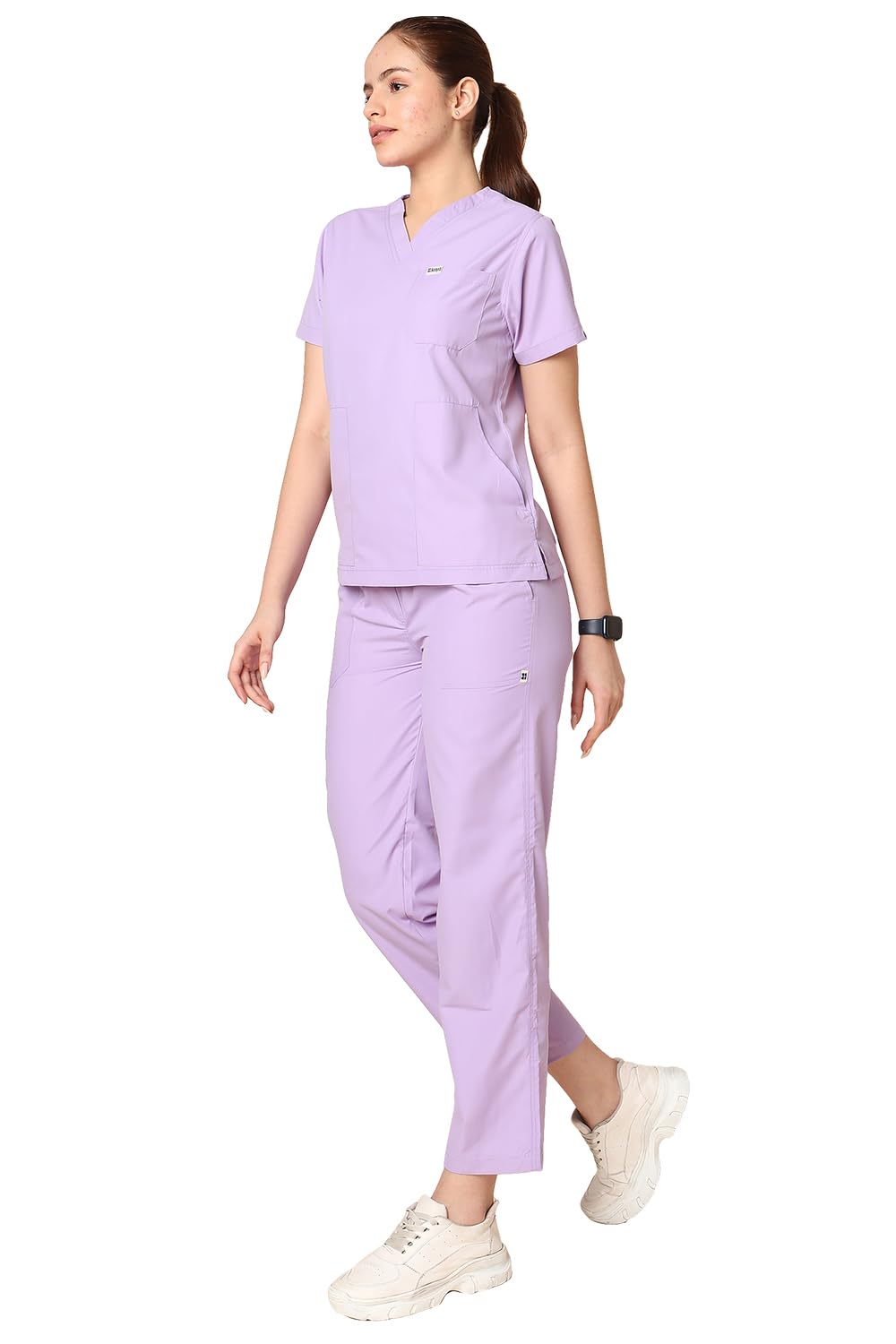 KNYA Womens Classic 5 Pocket V Neck Slip On Suit Flexible Comfortable Top and Bottom Easy Access Pockets Doctor Uniform