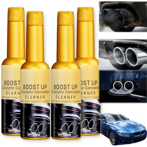 Boost Up Catalytic Convertor Cleaner Auto Parts Engine Catalytic Converter Cleaner Exhaust System Pipe Carbon Removal Cleaner Treatment Additive Oil fuel injector cleaner Oil Additive(4Pcs*120ml)