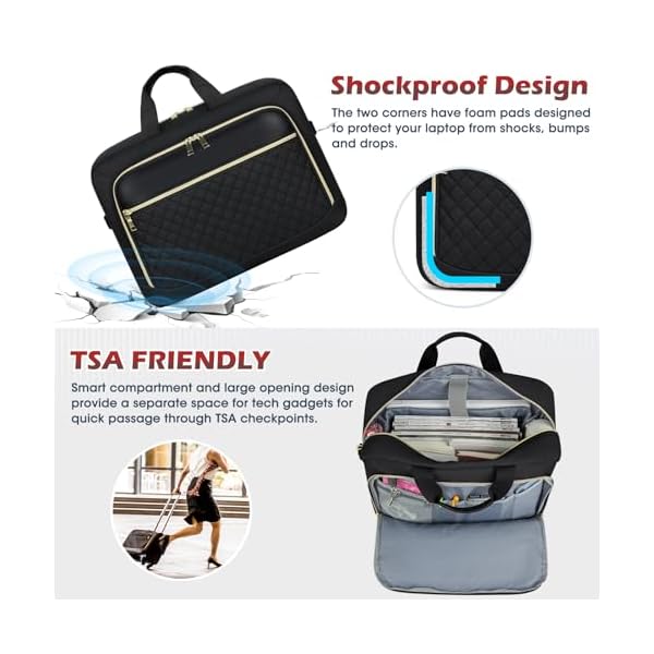 NEWHEY Laptop Bag 17.3 Inch Laptop Briefcase for Women Men Waterproof Shoulder Messenger Bag Large Computer Bag for Business Office Work College, Black - Image 5