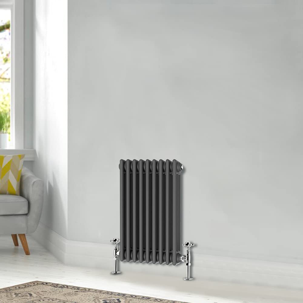 Blümme Anthracite Traditional 600 X 425Mm Horizontal Cast Iron Radiator Central Heating Radiators Triple Column