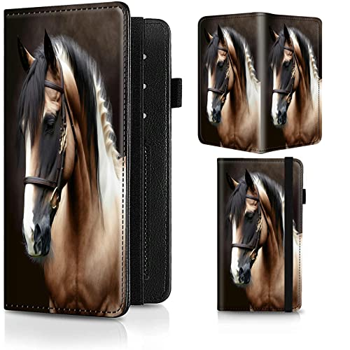 Rossy Checkbook Cover PU Leather Slim Check Book Holder Covers Wallet Case with Card Slots Duplicate Checks Card Pen Holder with RFID Blocking & Elastic Strap for Men Women, Beautiful Horse Animal