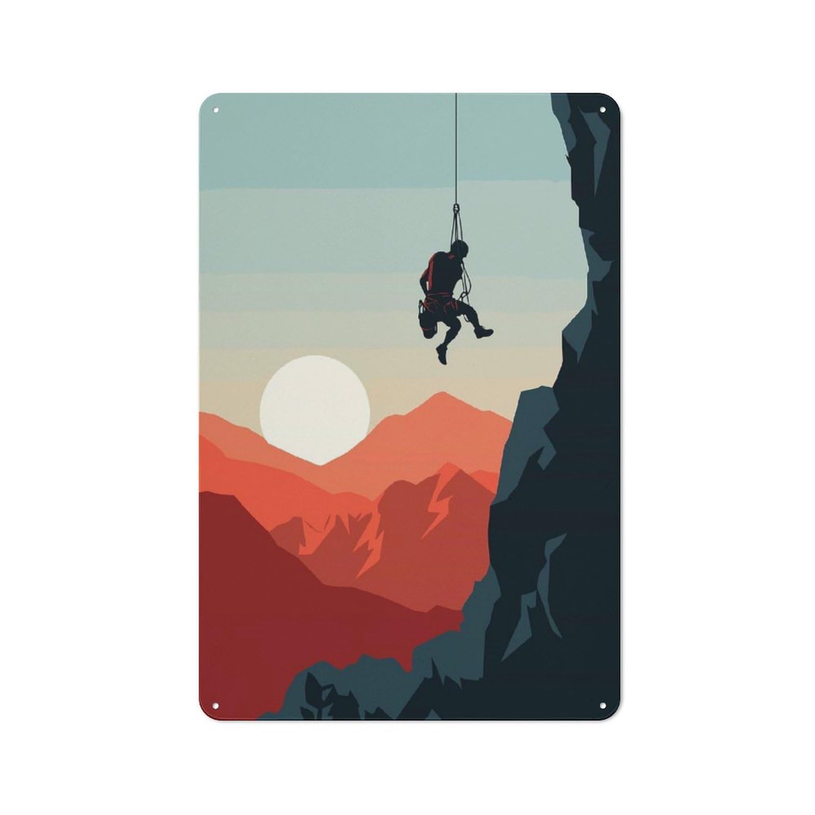 Junmoney Climber Hanging From Cliff Vintage Tin Sign 30X20cm, Nostalgic Retro Room Decor For Bedroom, Office, Home Bar Or Dining Room