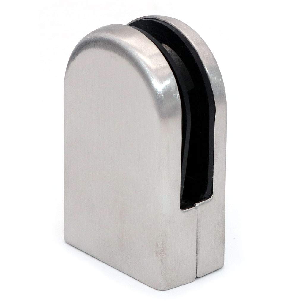 NUZAMAS - Kit di 8 supporti per vetro, adatti per pannelli da 10 a 12 mm, finitura satinata, staffa in vetro regolabile con retro piatto per balaustre per scale e recinzioni per piscine