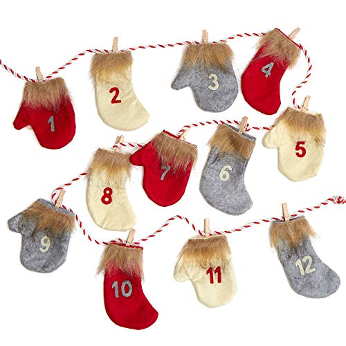Mitten and Stocking Christmas Countdown Advent Garland | 2 pieces