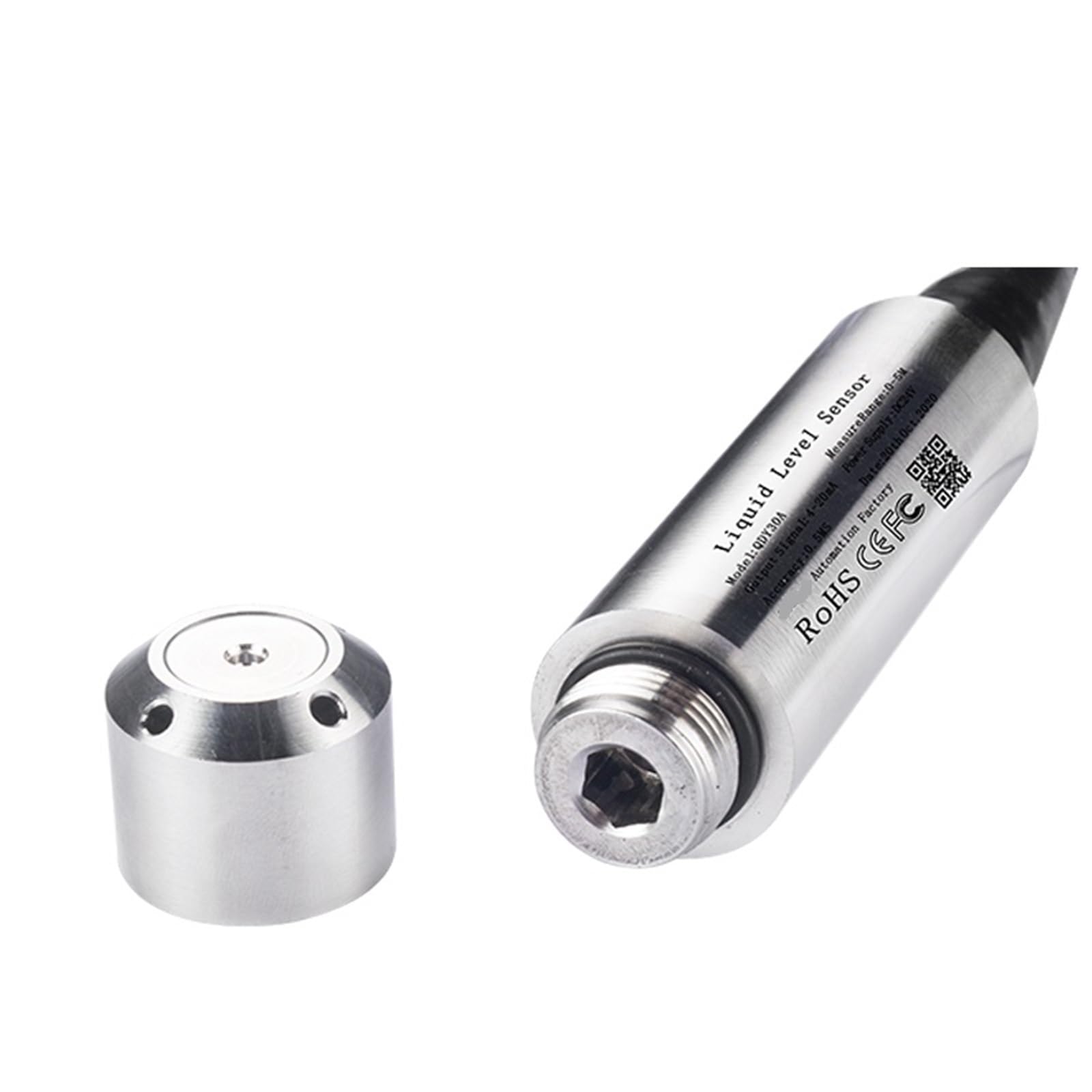 RWRAPS 0-10V Output Submersible Water Level Sensor Probe DC24V Level Transmitter(Size:5m Range 5m Cable)