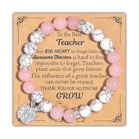 U-Zomir Teacher Appreciation Gifts for Women, Personalized Teacher Gifts Natural Stone Teacher Bracelet, Christmas Teacher Gifts (B-Pinkwhite)