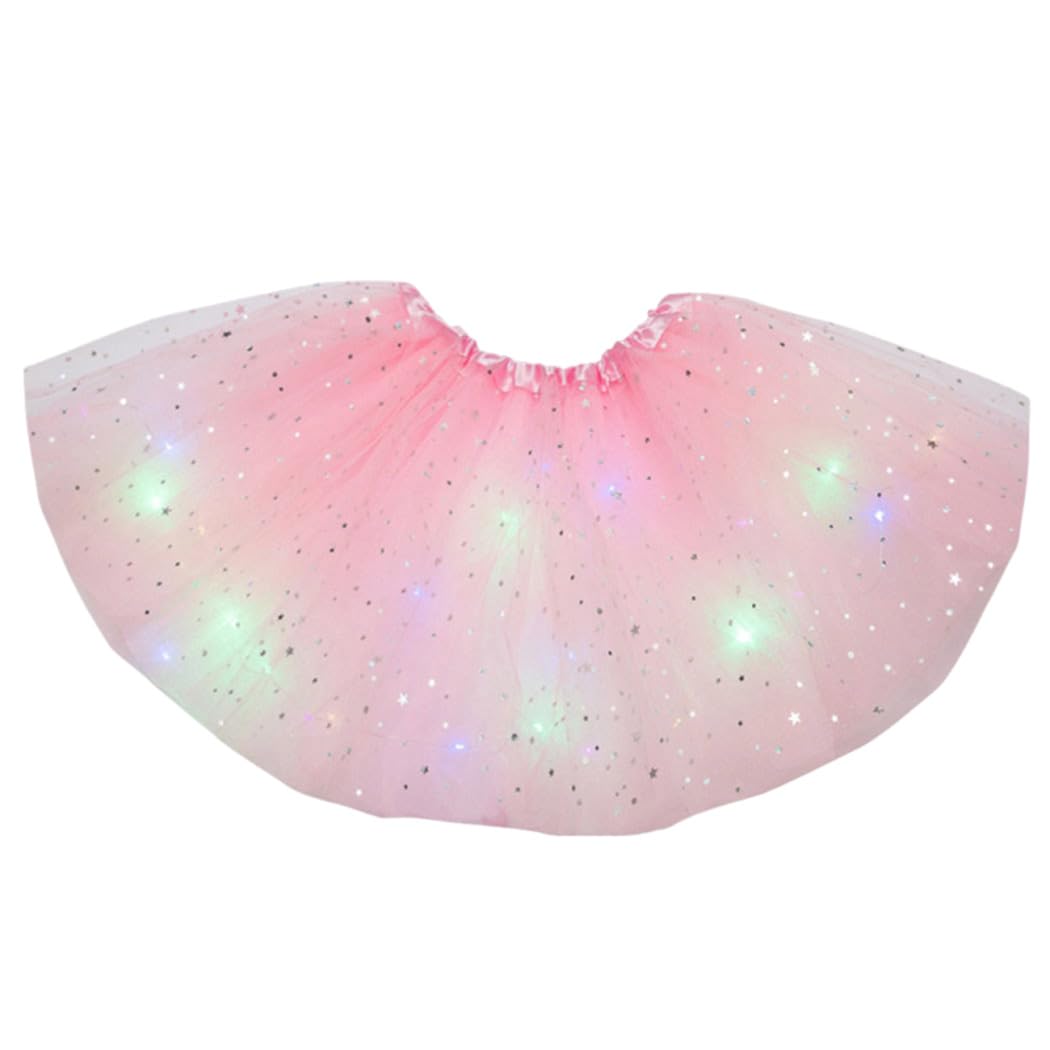 JEWEKYLED Tutu Skirts Light Up Tulle Dance Skirt Star Ballet Dance Skirts Sparkly Costume Star Rave Skirt for Women and Girl