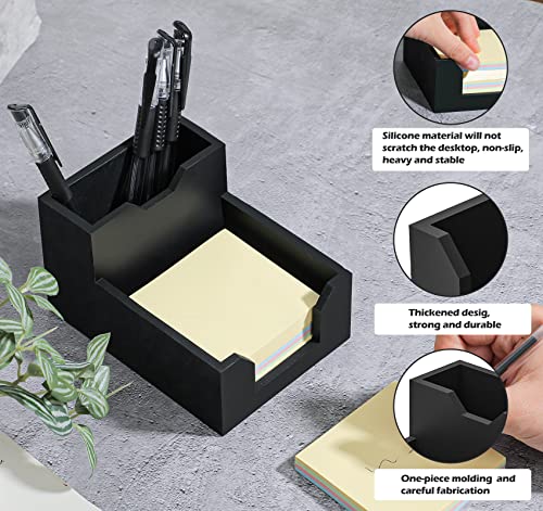 Kamehame Zettelbox Pen Holder Silikon Stiftehalter Schreibtisch Haftnotizen Halter mit Stift oder Kartensteckplätzen Cube Notiz Box passt 3x3’’ Haftnotizen