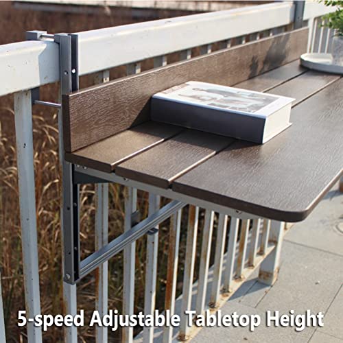 Table d'appoint en aluminium suspendue pour balcon compact pliable et réglable - 6