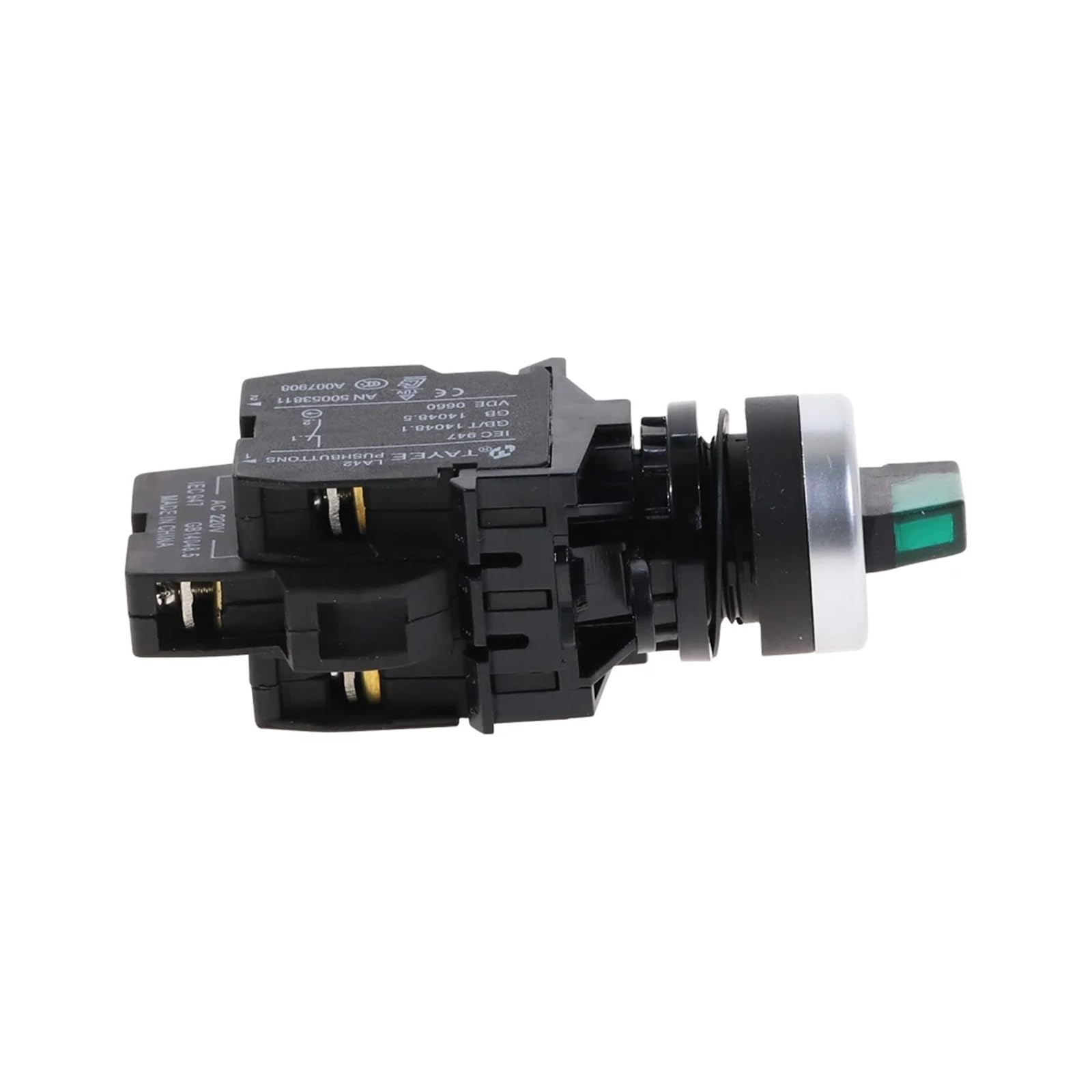 Interruptor selector de 2 posiciones Botón pulsador de luz verde