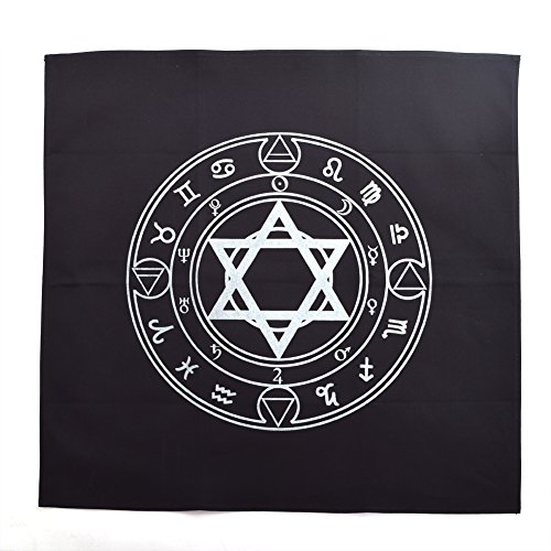 BLESSUME Altar Tarot Tablecloth Black Square Wicca Hexagram Tapestry