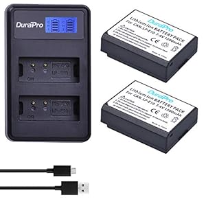 DuraPo 2X Akku LP-E10 + LCD Dual USB Ladegerät für Canon LP-E10 Canon EOS 1100D,EOS 1200D,EOS 1300D,EOS Rebel T3,T5,T6,Kiss X50,Kiss X70 Kameras