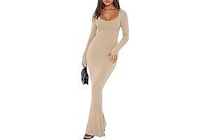Elegant Square-Neck Long Sleeve Maxi Dress for Women: A Perfect Fall Essential