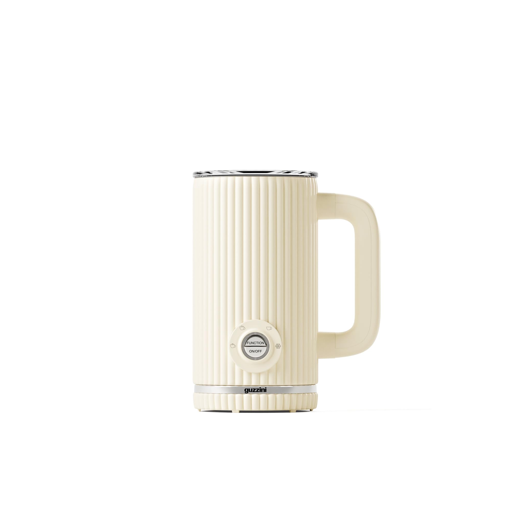 Guzzini, Sous Chef, Montalatte, 4 Programmi, Schiuma Calda e Fredda, Riscaldamento Latte, Coperchio Trasparente, Base Girevole, Bio-based, 300 ml (Cream)