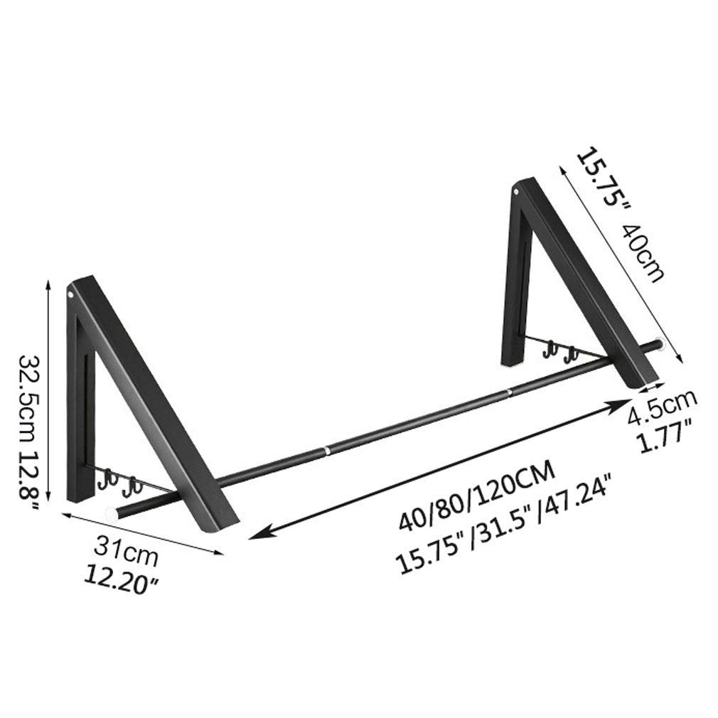 Appendiabiti pieghevole da parete, appendiabiti retrattile, per lavanderia, garage, uso interno ed esterno, alluminio, argento, doppio asta + 120 cm