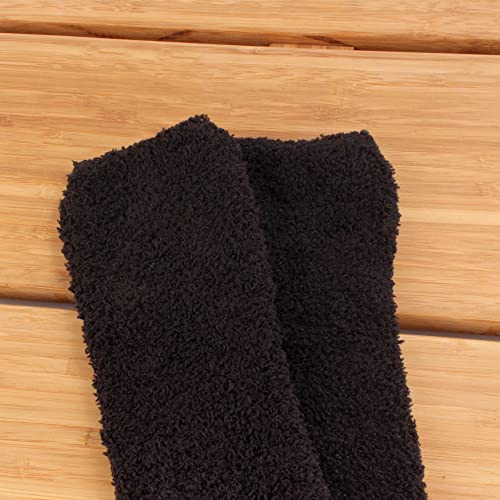 BambooMN Women's Fuzzy Knee High Socks - Polka Dots and Solid Colors - 2 Sizes - 1 Pair Pack3