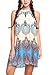 Bluetime Women's Casual Sleeveless Halter Neck Boho Print Short Dress Sundress Blue Medium
