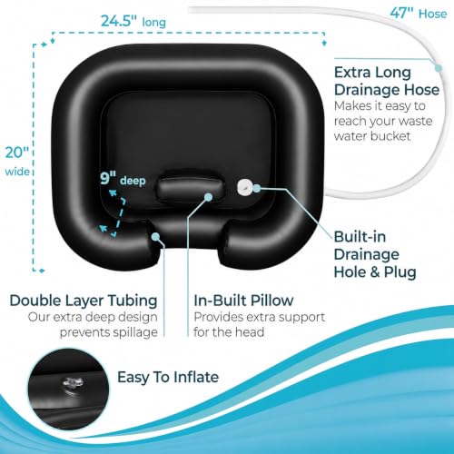 Image of Inflatable Shampoo Basin Set - Portable Shampoo Bowl, Inflatable Hair Washing Basin for Bedridden, Elderly, Disabled and Handicapped, Portable Hair Washing Sink for Dreadlocks