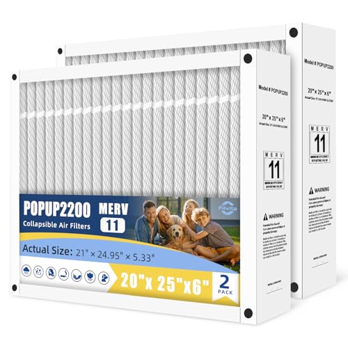 POPUP 2200 MERV 11 Air Filter Compatible with Honeywell POPUP2200 Air Cleaning 20x25x6 Pleated Design Actual Size 21x24 61/64x5 21/64(2-PACKS)