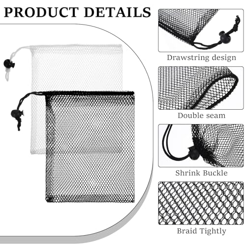 6pcs Nylon Mesh Drawstring Bags - Small Mesh Bags with Cord Lock Closure for Gifts, Laundry, Kitchen, Jewelry, Toys, Wedding (Black, 5.9 x 7.8 Inch)4