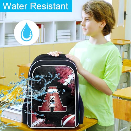 Image of AGSDON 3PCS Rugby Backpack for Boys, 17 inch Kids Bookbag Water Resistant and Lightweight with Lunch Box for Teen