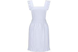 Vintage Retro Maid's Pinafore Apron with Adjustable Ruffle Straps