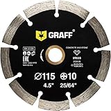 GRAFF Diamond Blade for Angle Grinder - Diamond Cutting Wheel for Cutting Stone, Marble, Granite, Brick, Masonry, Paving Flag, Concrete - Diamond Saw Blades Segment Height 0.394” (10mm) - 4 1/2 inches