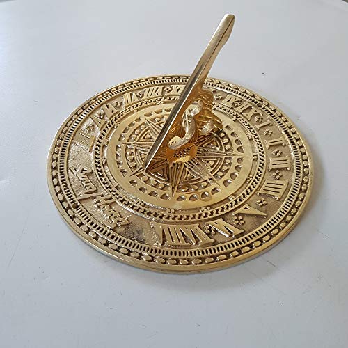 garden ornaments and accessories Round Large Sunny Hours Brass Sundial Plain 185mm