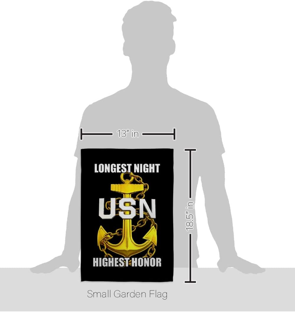 US Navy Chief Petty Officer Garden Flag - Set with Stand Armed Forces USN Seabee United State American Military Veteran Retire - House Banner Small Yard Gift Double-Sided Made In USA 13 X 18.5