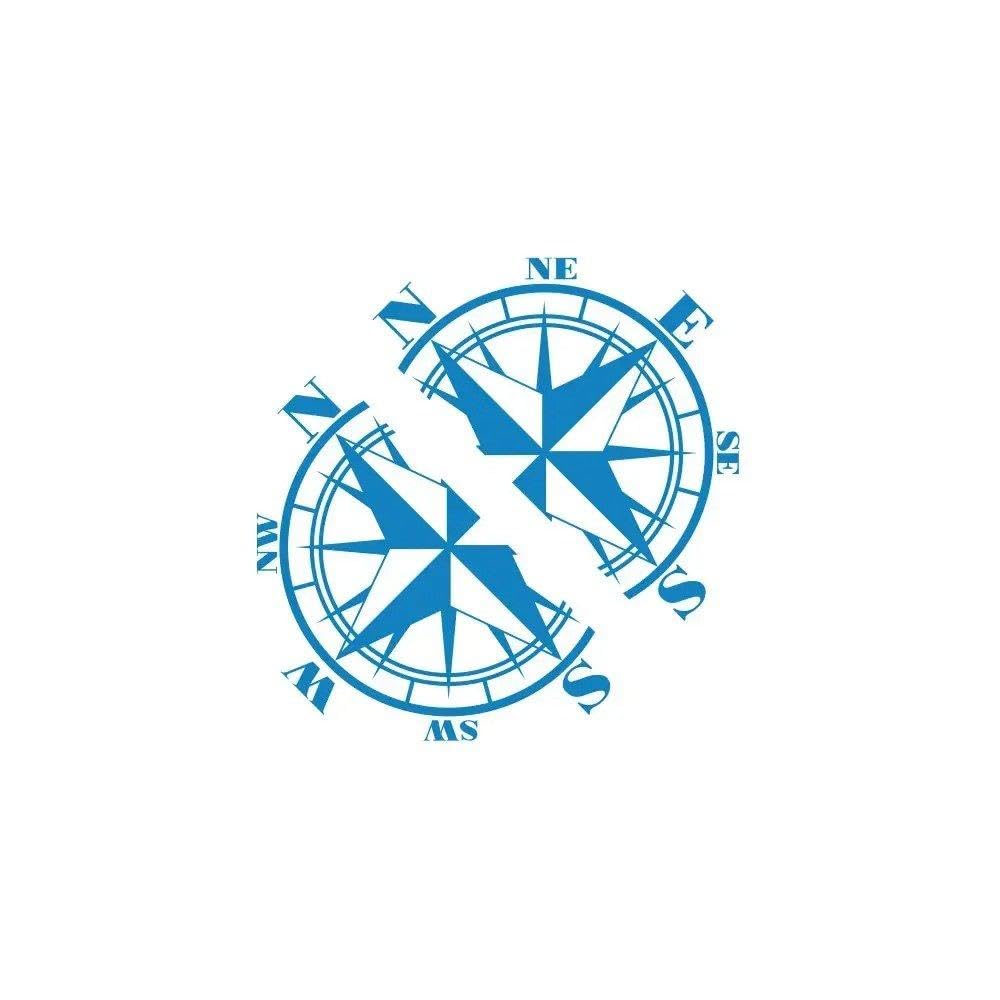2PCS Car Side Body Stickers Auto Body Vinyl Compass Decals(Glossy Blue)