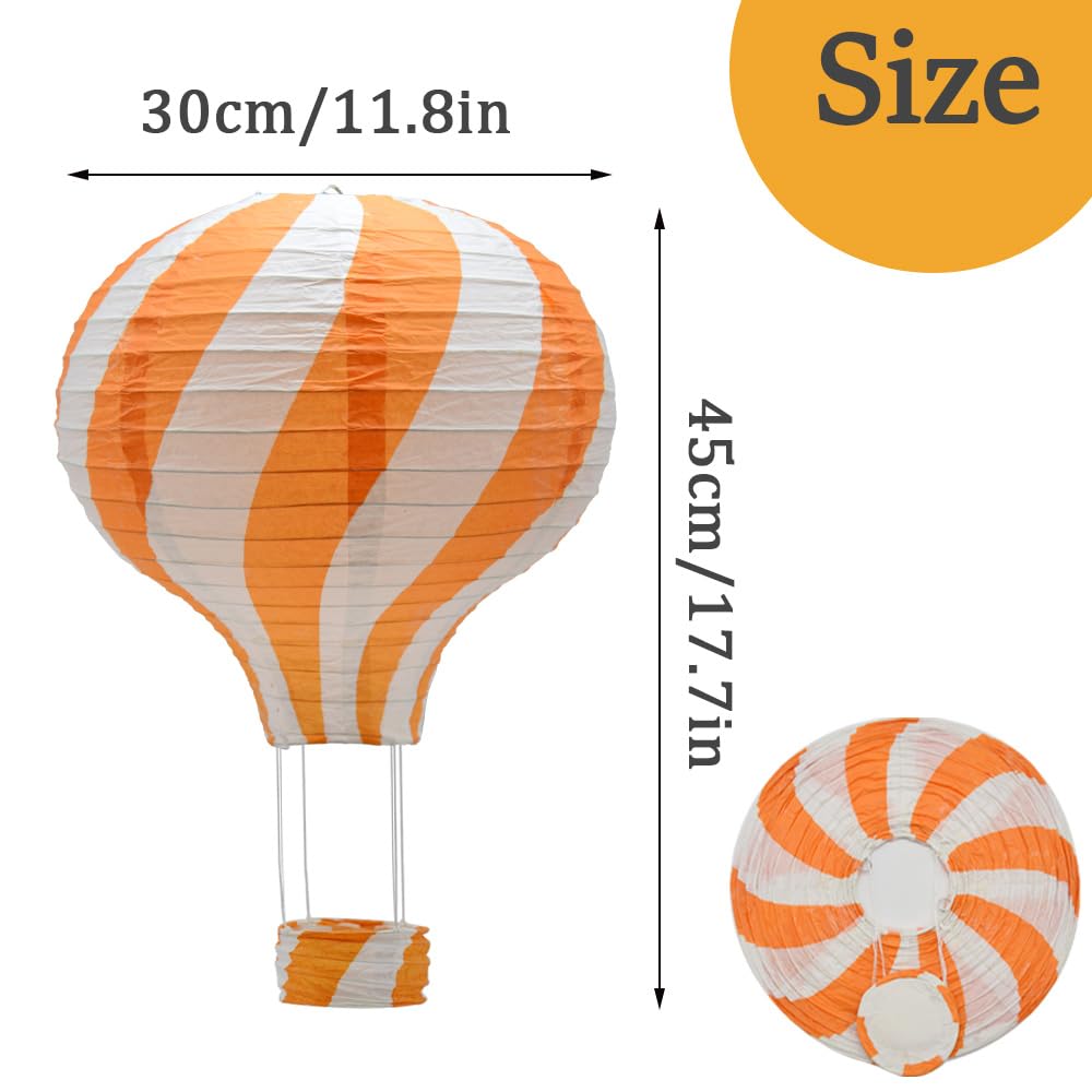 CEEYSEE 3 Pcs Paper Lanterns Hanging Hot Air Balloon 12 Inch Orange Paper Lanterns Decoration for Halloween Wedding Birthday Party (Orange/DRCN)