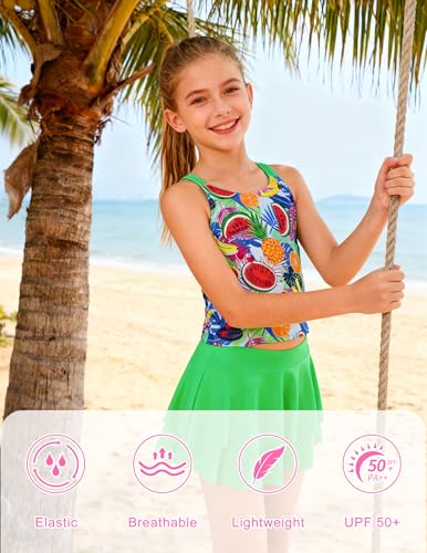 Image of ALISISTER Girls Tankini Swimsuit Two Piece Bathing Suits Summer Beach Swimwear with Shorts for 7-12 Years
