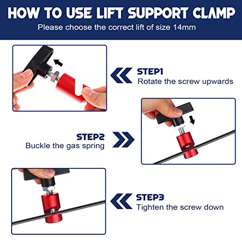 Image of 6 PCS Car Hood Prop Struts Clamp Lift Support Retaining Clip Rod Retaining Holder Tool (Yellow, Blue and Red)
